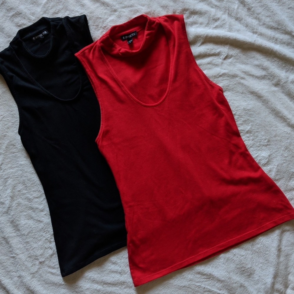Express | Lot of 2 Low cut tanks with neck detail